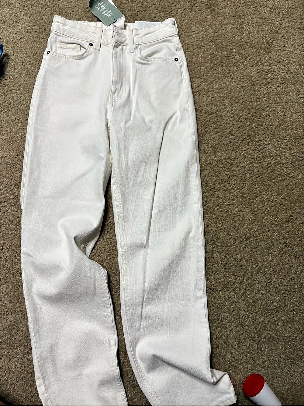 H&M Mom Jeans High Waist Straight Leg Jeans White US 0 NWT